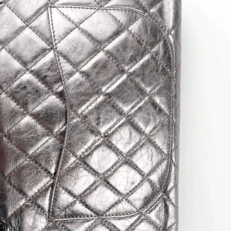 Chanel Silver Metallic Aged Calfskin 2.55 Reissue 227 Double Flap Bag, 2009
