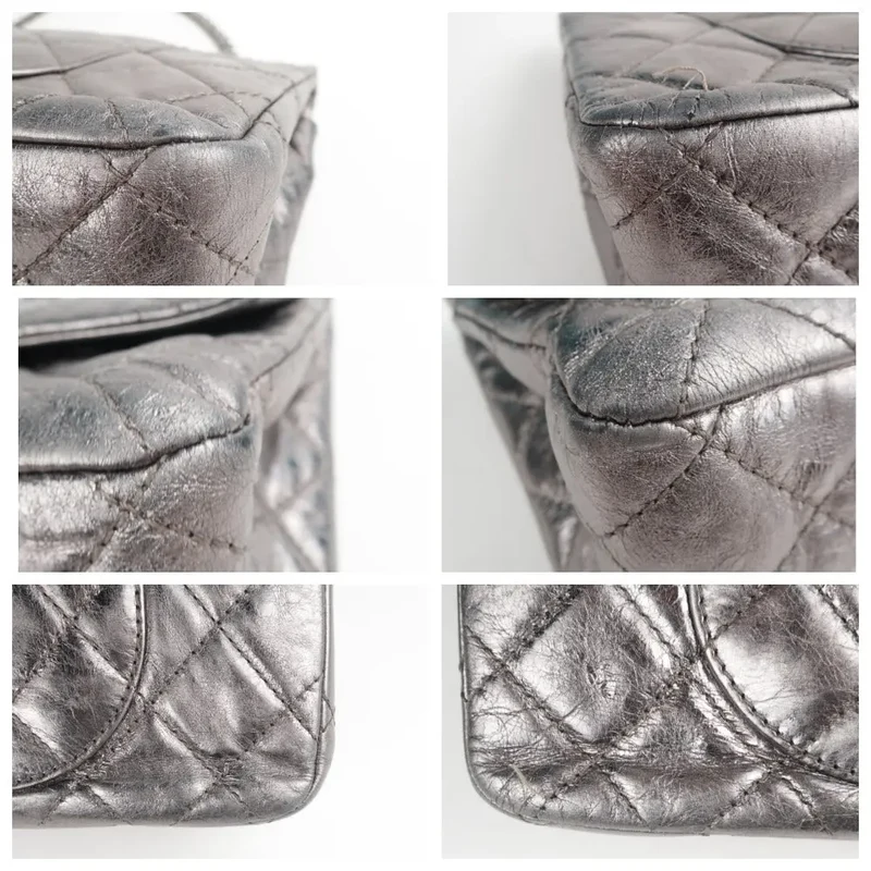 Chanel Silver Metallic Aged Calfskin 2.55 Reissue 227 Double Flap Bag, 2009