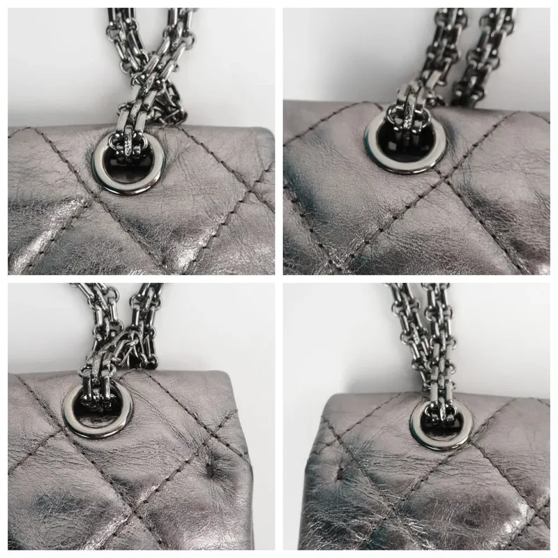 Chanel Silver Metallic Aged Calfskin 2.55 Reissue 227 Double Flap Bag, 2009