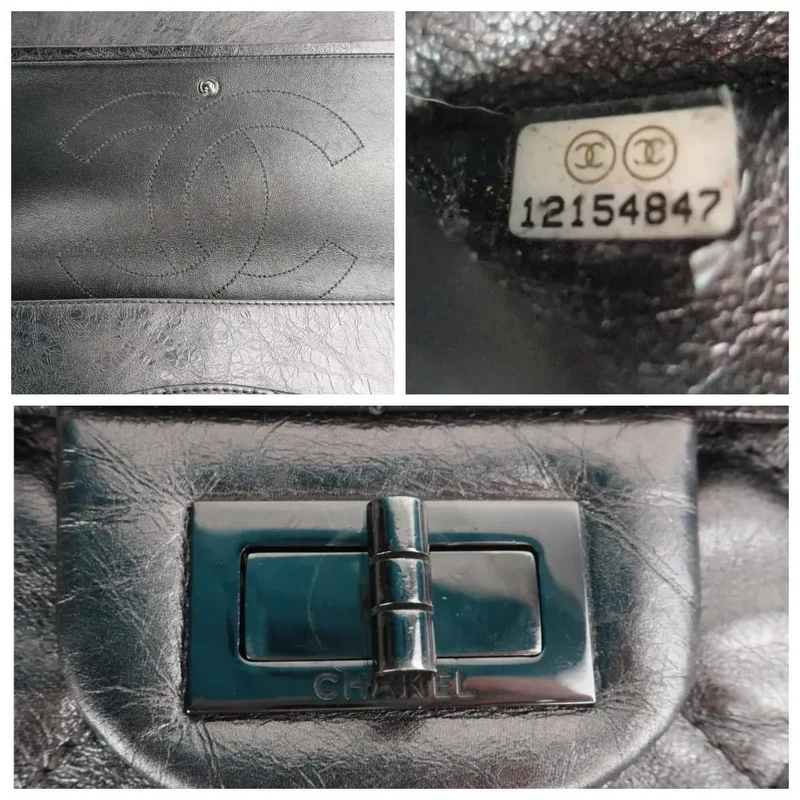 Chanel Silver Metallic Aged Calfskin 2.55 Reissue 227 Double Flap Bag, 2009