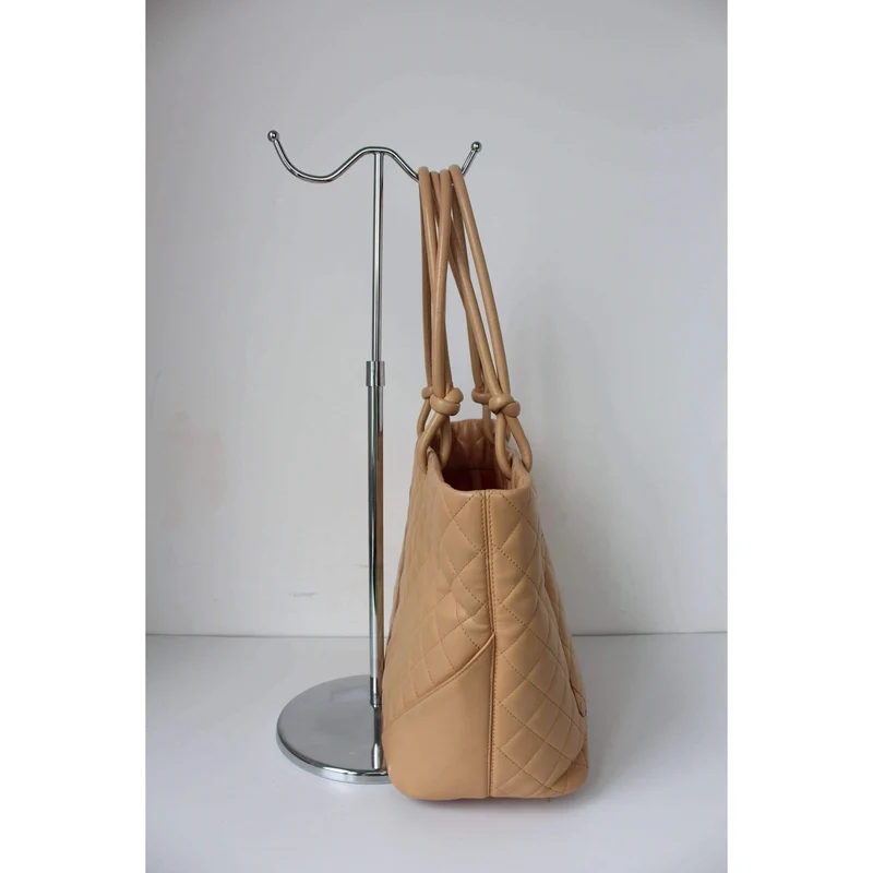 Chanel CC Cambon Beige Quilted Calfskin Shoppping Tote Large Bag