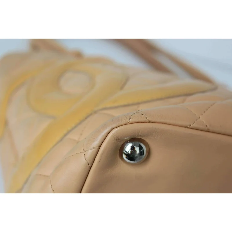 Chanel CC Cambon Beige Quilted Calfskin Shoppping Tote Large Bag