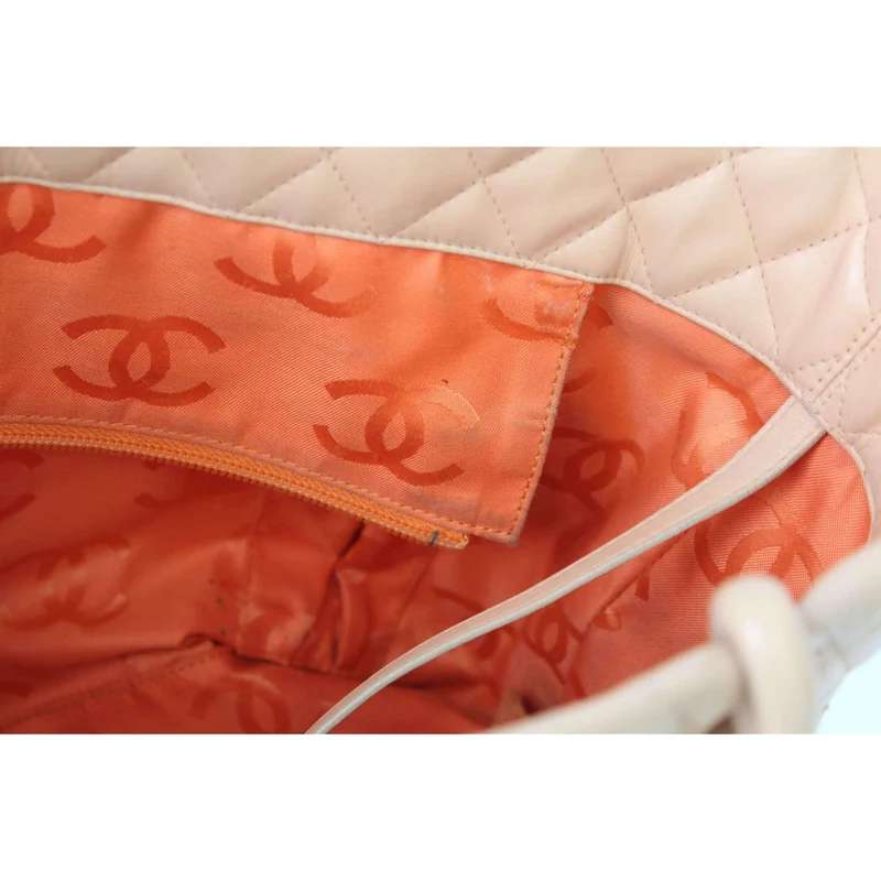 Chanel CC Cambon Beige Quilted Calfskin Shoppping Tote Large Bag