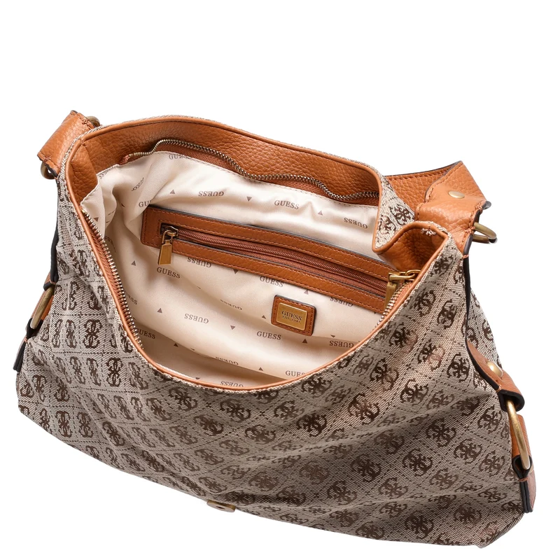 Guess Camden - Schultertasche 35 cm (latte logo/cognac)