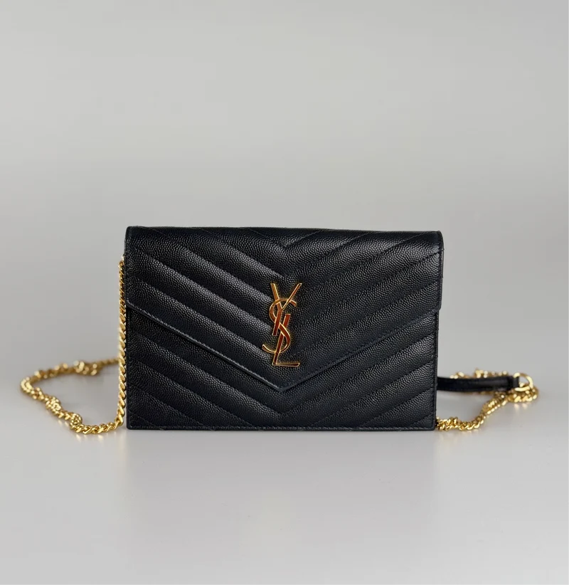 Saint Laurent YSL Chain Wallet Monogramm Nero Wallet auf einer Kettentasche