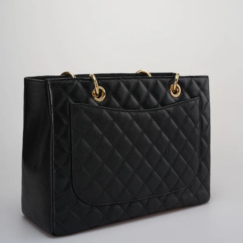 Chanel GST Schwarze Tasche aus Cavier-Leder mit goldenen Beschlägen von 2014, Teil 1