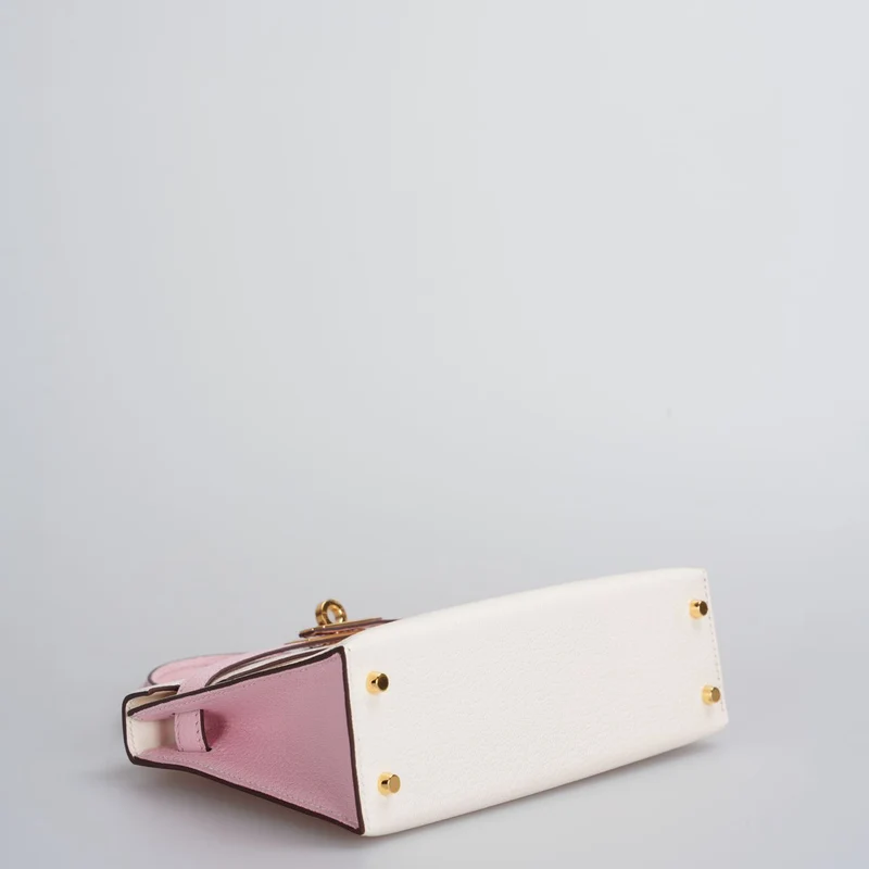 Hermès Mini Kelly 20 cm HSS in Chèvre Mysore Nata mit Rose Sakura