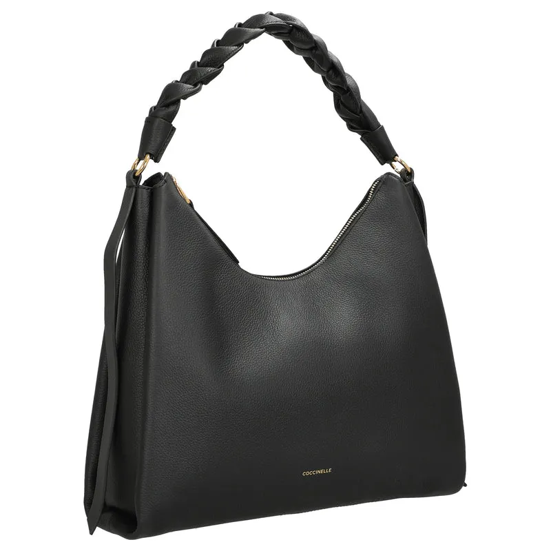 Coccinelle Boheme Grana Double - Schultertasche M 34 cm (noir/cognac)