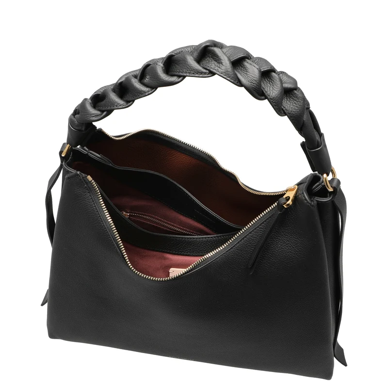 Coccinelle Boheme Grana Double - Schultertasche M 34 cm (noir/cognac)