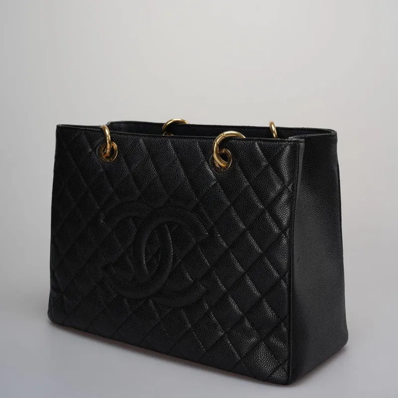 Chanel Medium Grand Shopping Tote Schwarze GST Tasche aus Kaviarleder mit goldenen Beschlägen von 2013