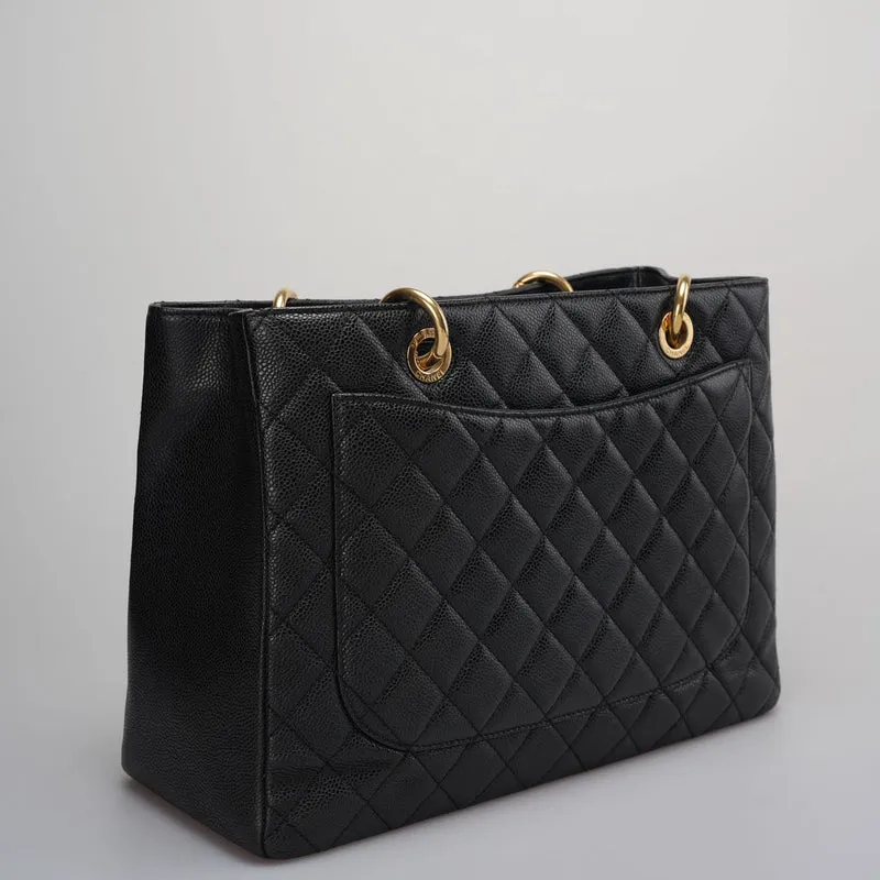 Chanel Medium Grand Shopping Tote Schwarze GST Tasche aus Kaviarleder mit goldenen Beschlägen von 2013