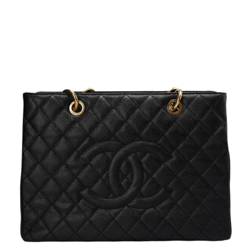 Chanel Medium Grand Shopping Tote Schwarze GST Tasche aus Kaviarleder mit Goldbeschlägen 2014