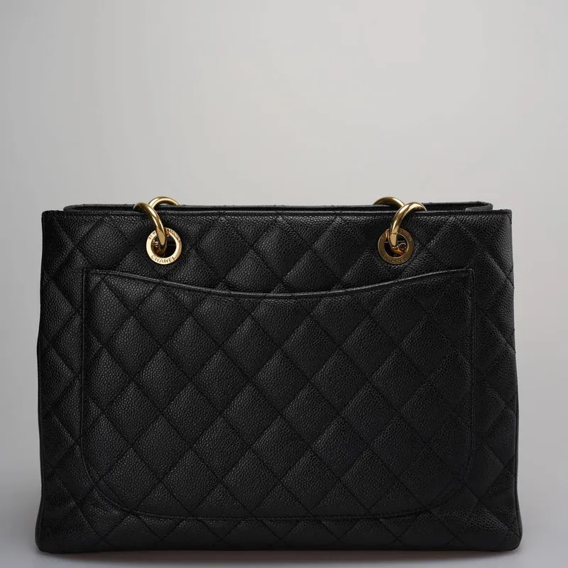Chanel Medium Grand Shopping Tote Schwarze GST Tasche aus Kaviarleder mit Goldbeschlägen 2014