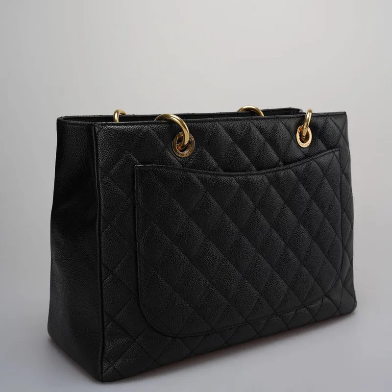 Chanel Medium Grand Shopping Tote Schwarze GST Tasche aus Kaviarleder mit Goldbeschlägen 2014