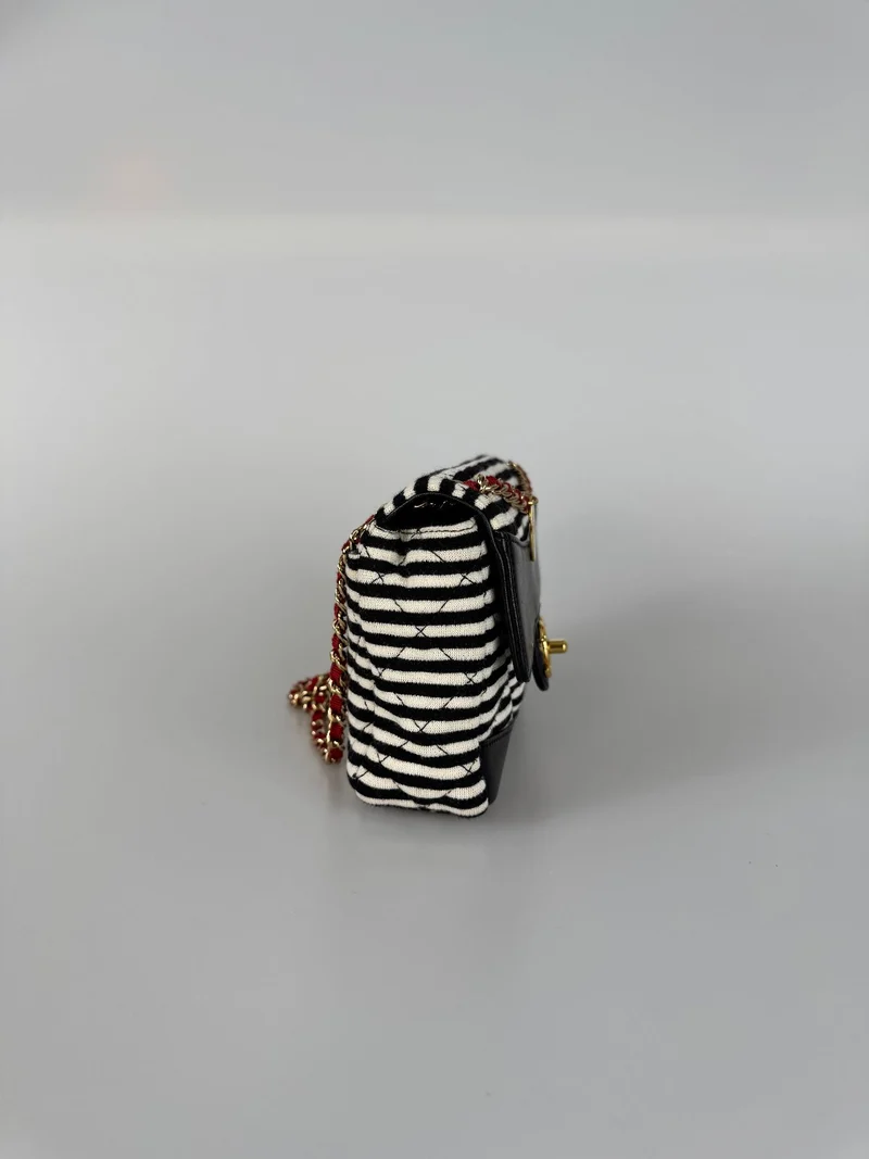 Chanel Sailor Bag Blau 2014 Gestreifte Mini Rechteck Klassische Single Flap Umhängetasche