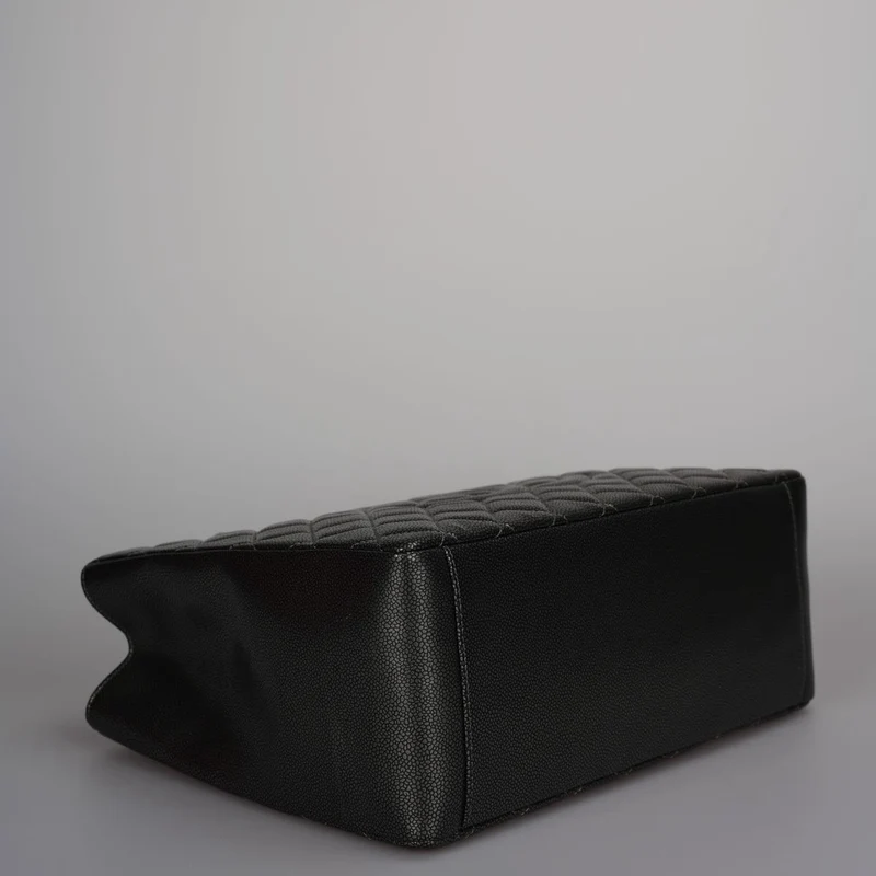 Chanel Grand Shopping Tote Schwarze GST-Tasche aus Kaviarleder mit schwarzer Hardware