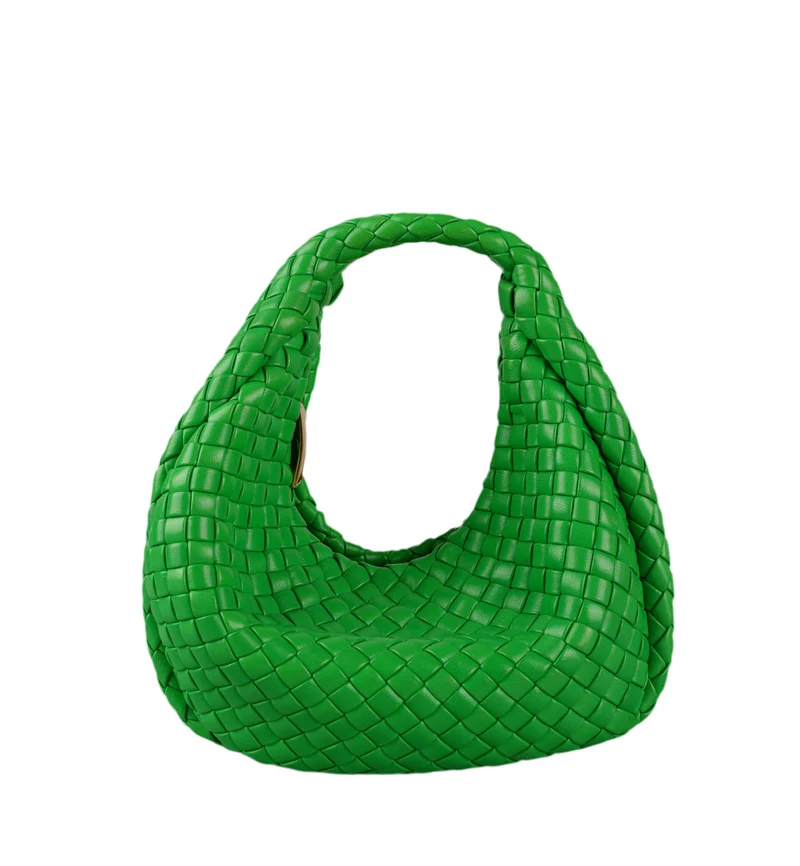 Grüne Mini-Tasche aus gepolstertem Intreccio-Leder mit Henkel von Bottega Veneta