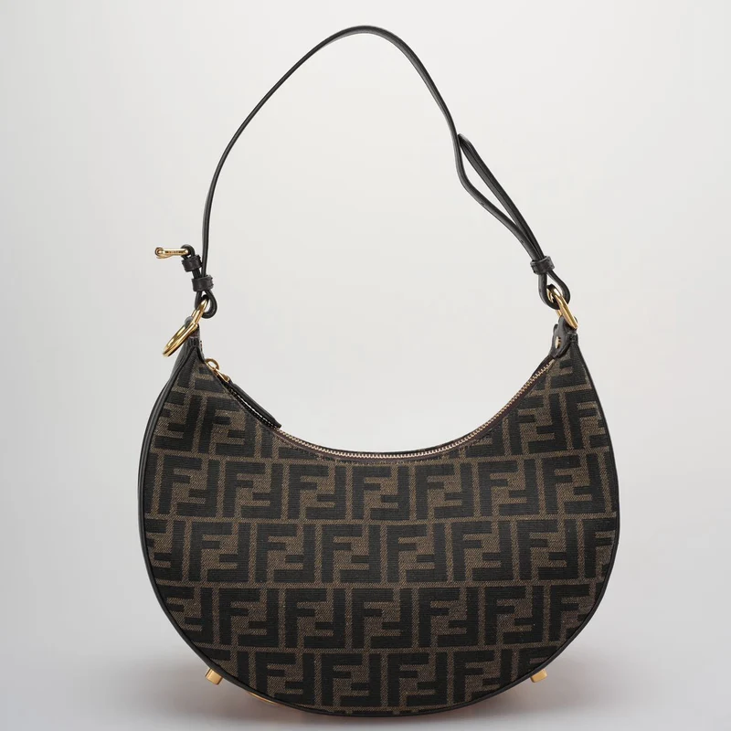 Fendi Graphy Kleine Tasche aus FF-Jacquard-Stoff in Braun