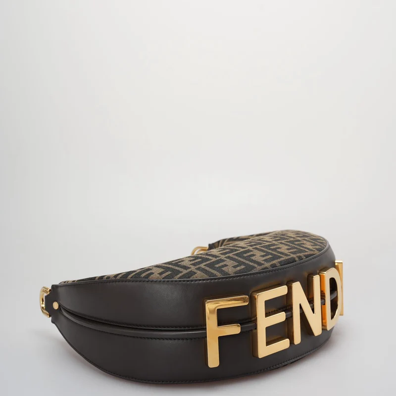 Fendi Graphy Kleine Tasche aus FF-Jacquard-Stoff in Braun