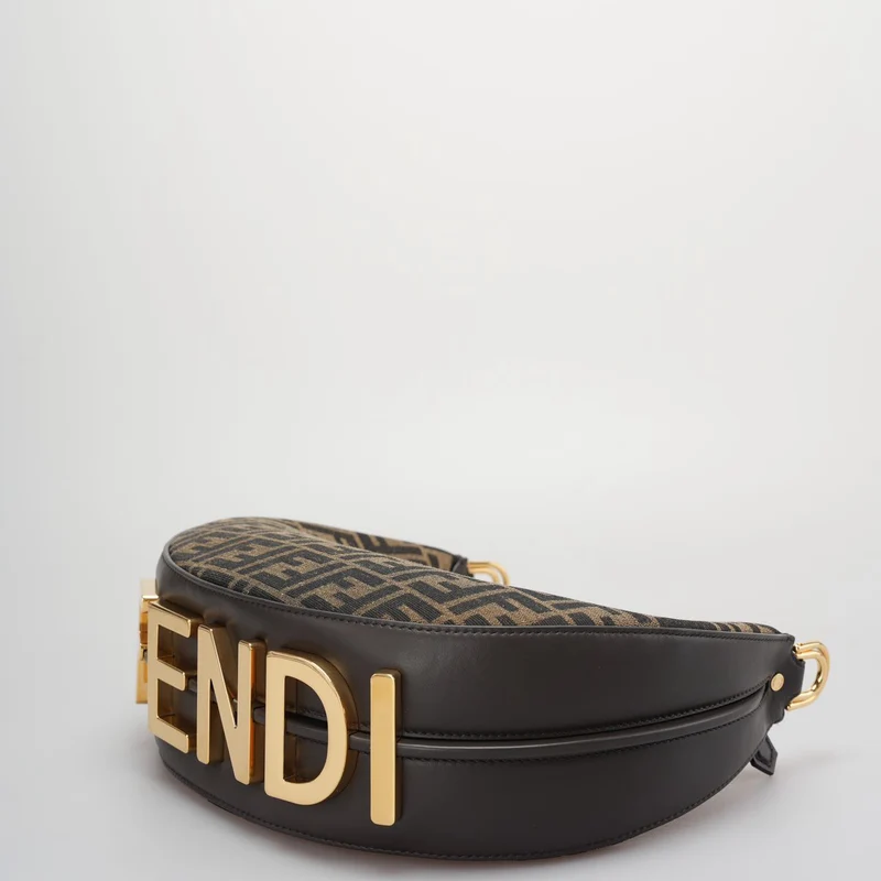 Fendi Graphy Kleine Tasche aus FF-Jacquard-Stoff in Braun