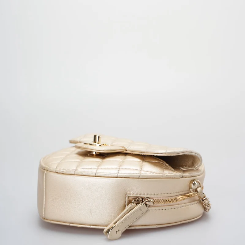 Chanel Champagner Gold Große Herztasche in Love Heart Clutch Groß