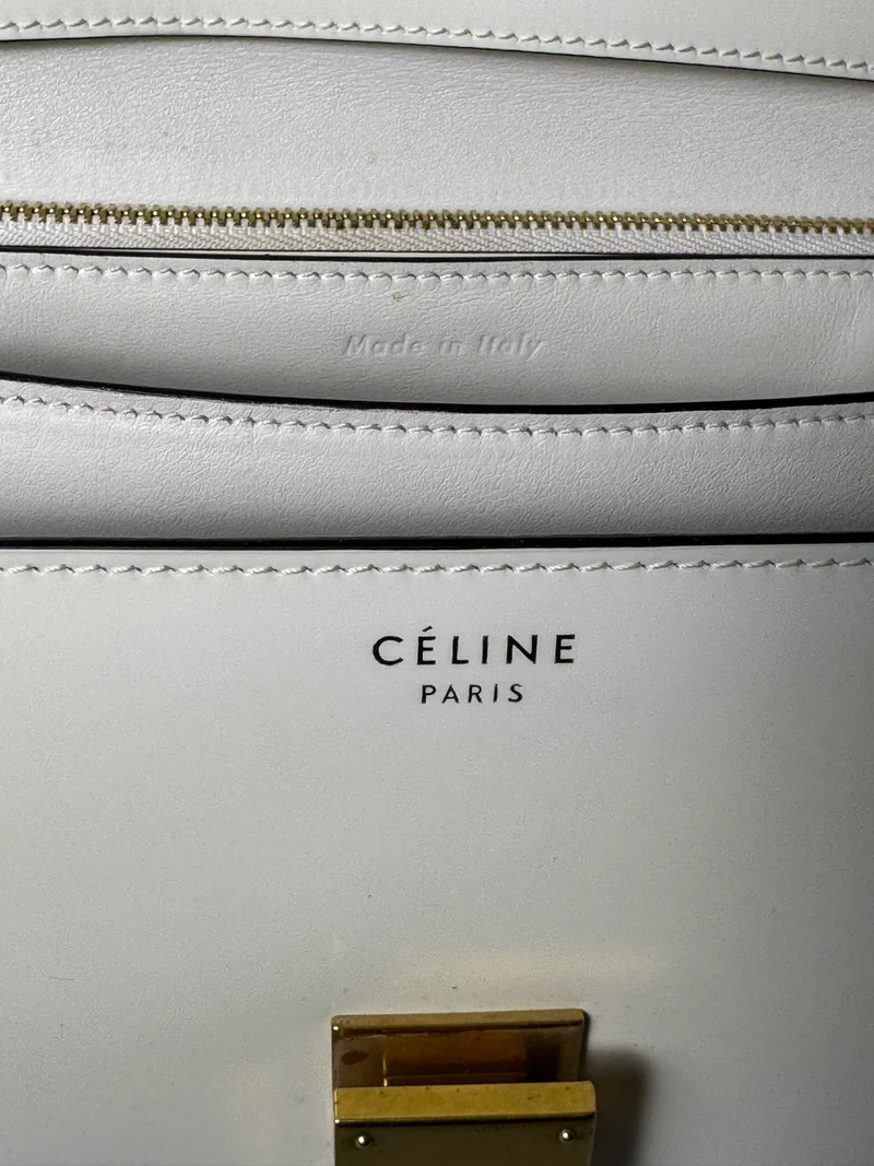 Celine Tasche Classic Box weißes Leder Umhängetasche