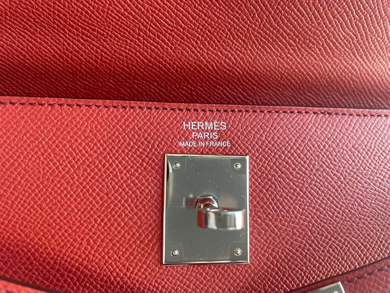Hermès Kelly 32 Sellier Zweifarbig Rosa & Koralle Epsom (Palladium-Beschläge)