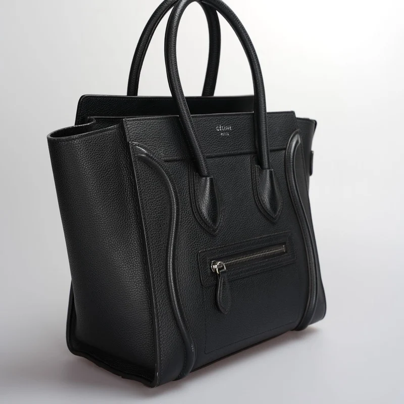 CELINE Micro Luggage Lederhandtasche in Schwarz