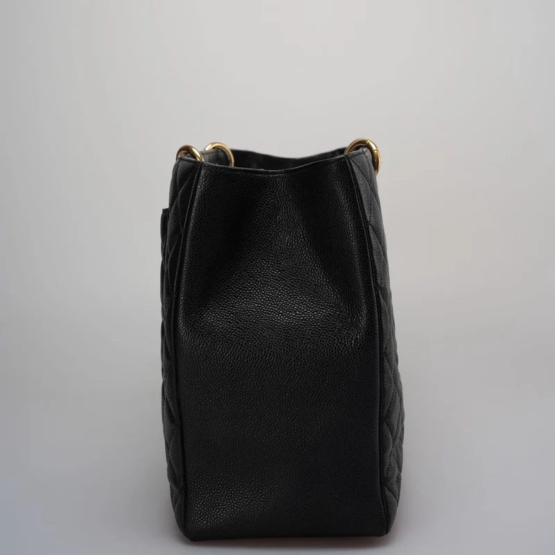 Chanel Große Grand Shopping Tote Schwarze GST-Tasche aus Kaviarleder mit goldener Hardware