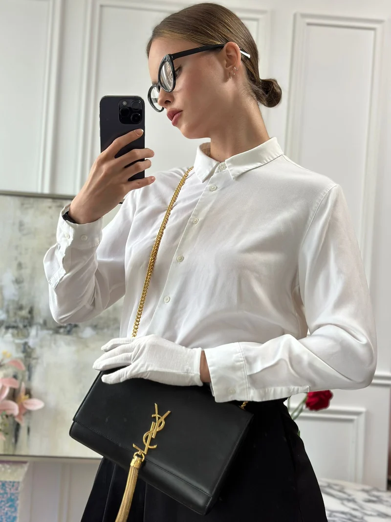 Saint Laurent Kate Medium Tasche aus schwarzem Kalbsleder Cassandre Tassel