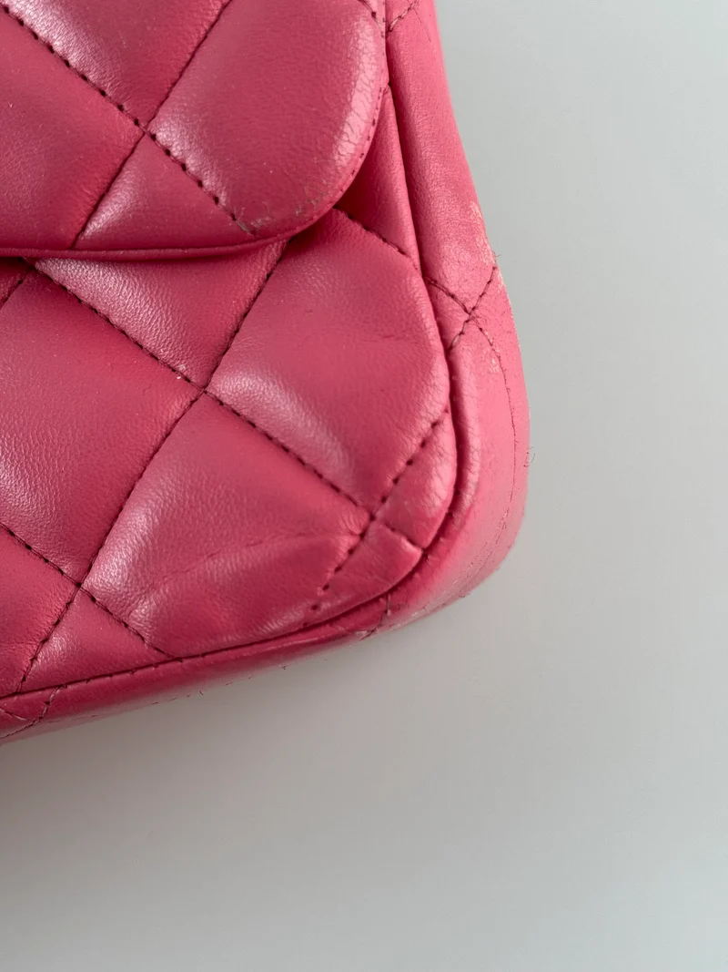 Chanel Pink Classic Double Flap Bag mit silberner Hardware in Jumbo-Größe