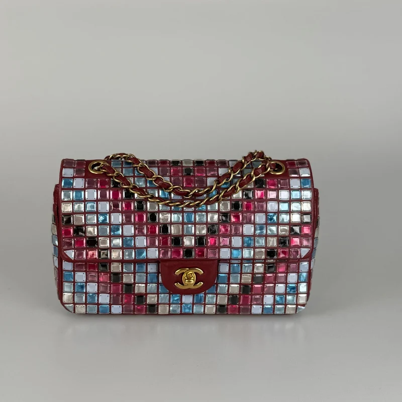 Chanel Runway Mosaic Medium Flap Bag in Rot und Mehrfarbig