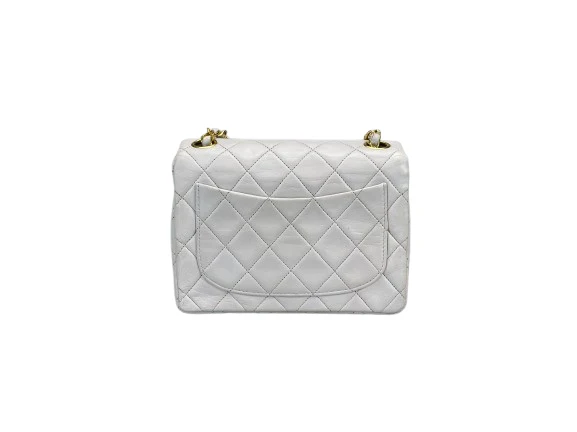 Chanel Vintage Weiße zeitlose Flap Bag Mini Square Gold Hardware