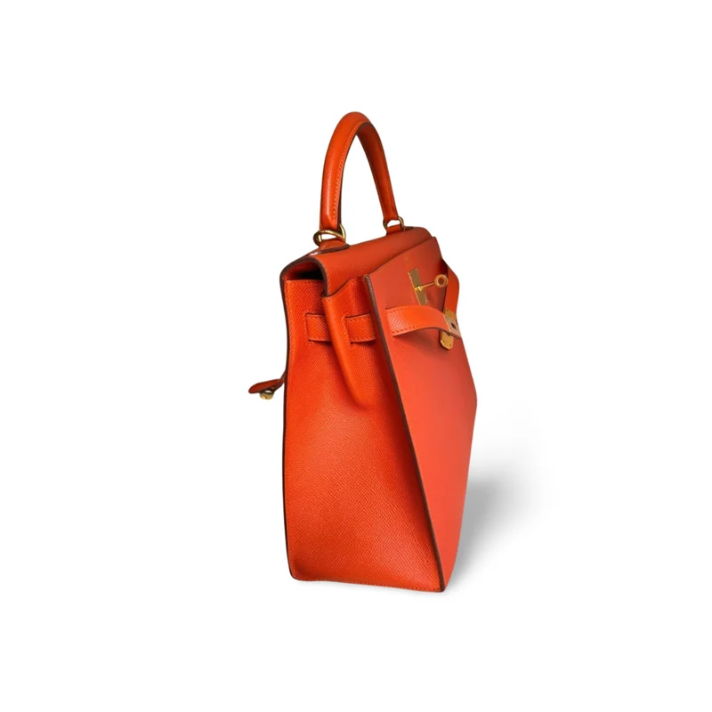 Hermes Orange Kelly 32 Sellier Tasche aus Epsom-Leder mit goldener Hardware