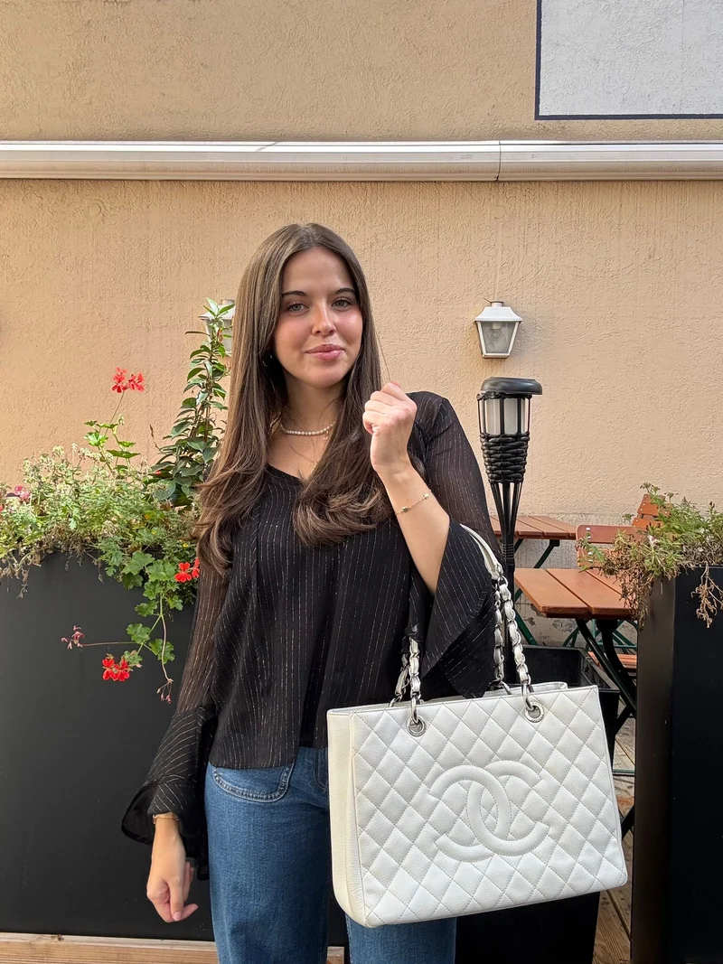 Chanel Medium White Grand Shopping Tote Bag aus Kaviarleder mit silberner Hardware