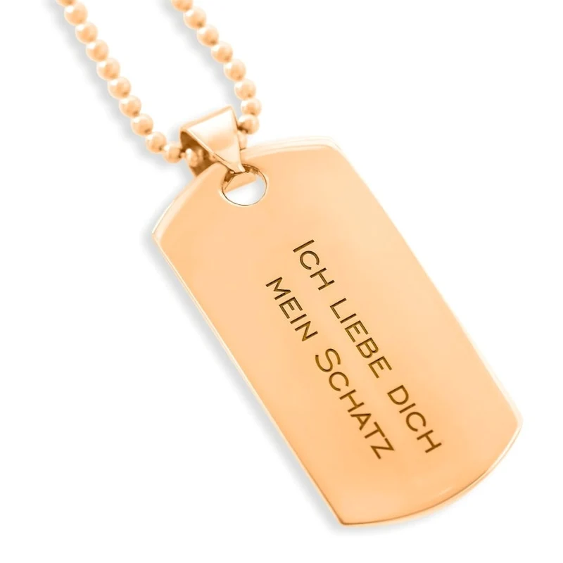 NAMENSKETTE ROTGOLD DOG TAG HALSKETTE MIT TEXT UNISEX KETTE PERSONALISIERT