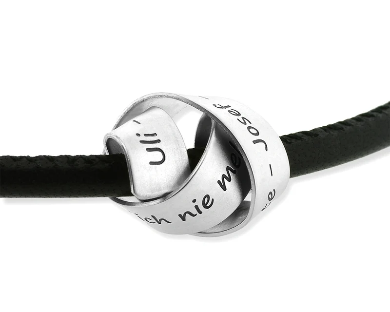 BESONDERE KETTE FÜR MÄNNER LEDER KETTE HERREN MIT GRAVURANHÄNGER KNOTEN SCHMUCK