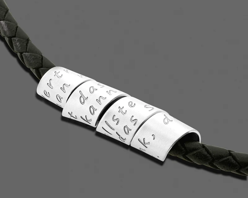 LEDERKETTE MIT GRAVUR MÄNNERKETTE SILBERSCHMUCK SCHMUCK FÜR MÄNNER LEDER