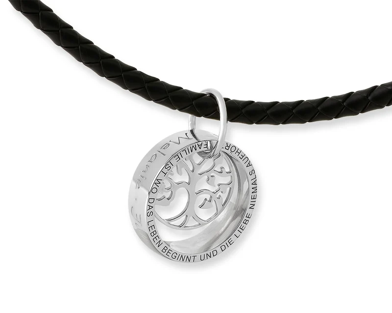 HERRENKETTE MIT SILBERRING, RING HALSKETTE GRAVUR, MÄNNERSCHMUCK, FAMILIENKETTE
