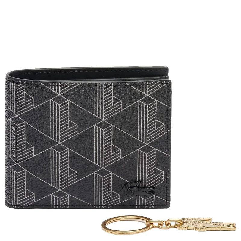 Lacoste The Blend Geschenkset - Geldbörse 3cc und Schlüsselring (monogram noir gris)