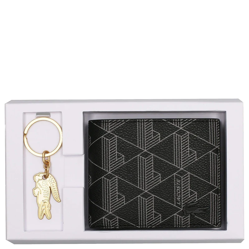 Lacoste The Blend Geschenkset - Geldbörse 3cc und Schlüsselring (monogram noir gris)