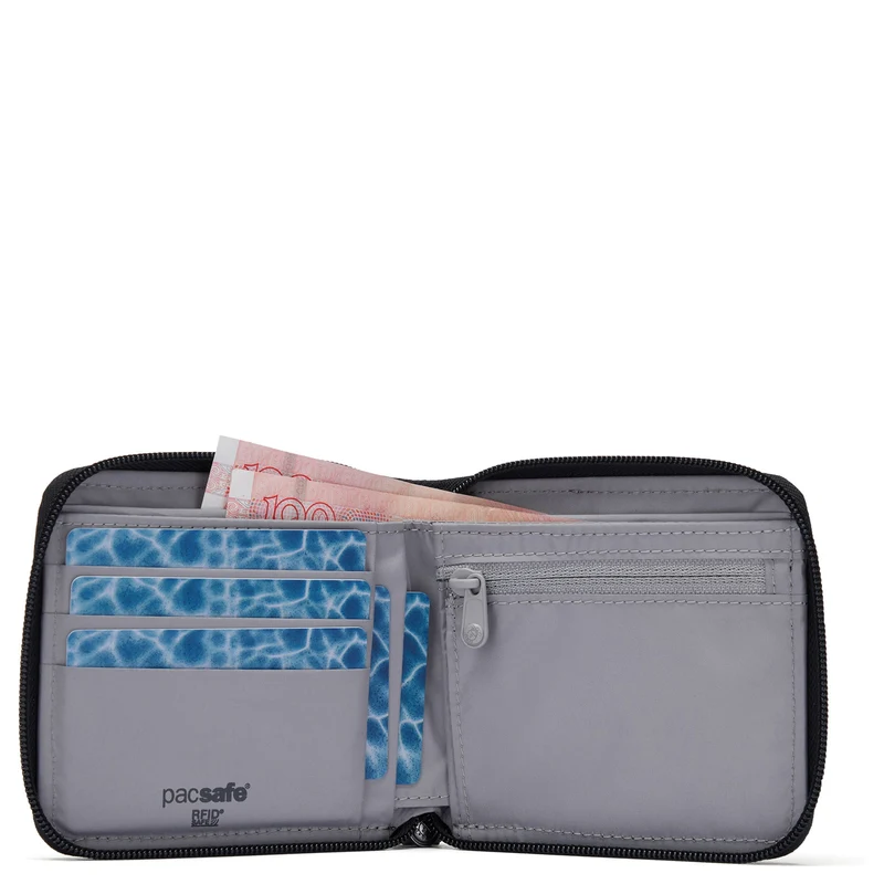 pacsafe RFIDsafe Zip Around Wallet - Geldbörse 6cc 11 cm (jet black)