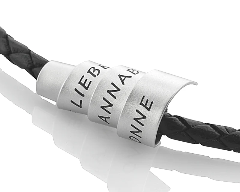 SCHMUCK MÄNNER, LEDERKETTE HERREN GRAVUR, HERRENKETTE SCHWARZ 925 SILBER