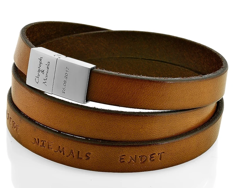 MÄNNERARMBAND LEDER HERREN ARMBAND SCHMUCK FÜR PAPA GRAVUR