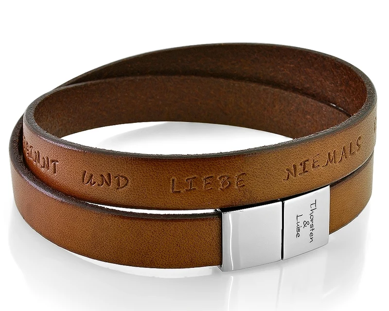 LEDERARMBAND BRAUN ARMBAND MÄNNER WUNSCHTEXT GESCHENK PAPA