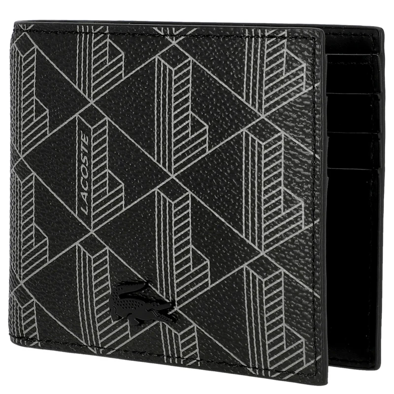Lacoste Signature - Men's Geldbörse 6cc 11 cm (monogram black gray)
