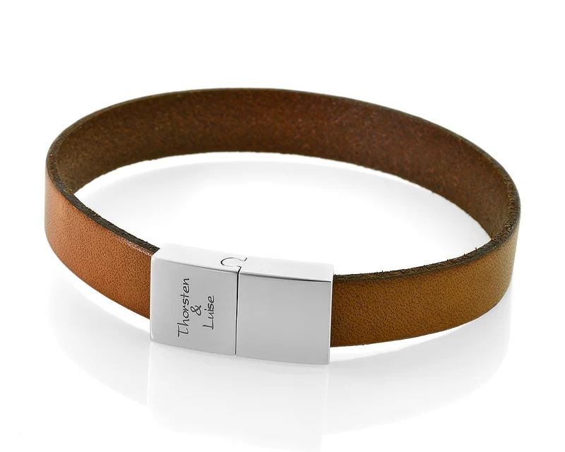LEDERARMBAND BRAUN HERREN NAMEN MÄNNER ARMBAND LEDER MIT GRAVUR