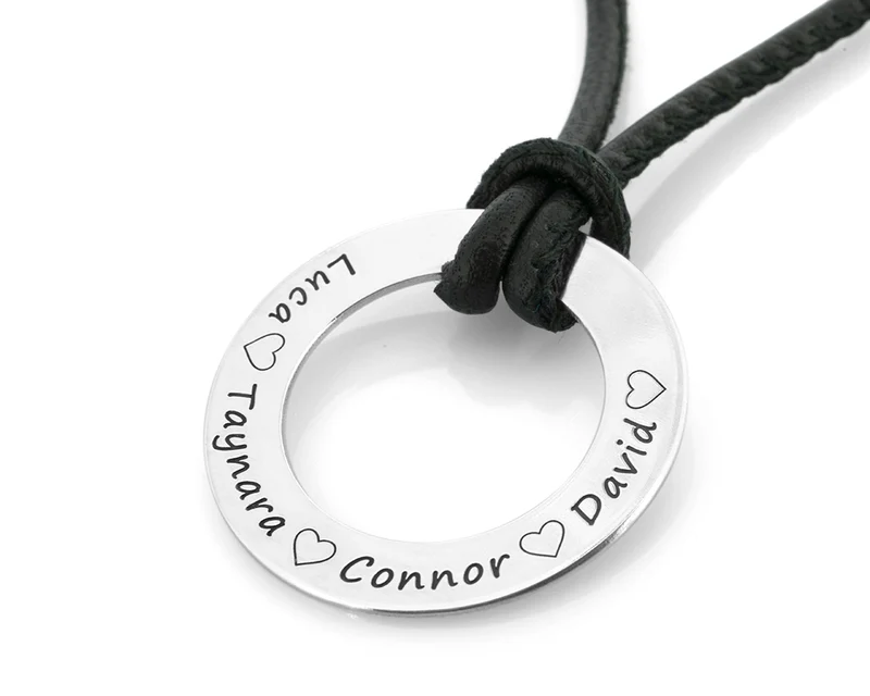 LEDERKETTE GRAVUR FÜR MÄNNER, HERRENSCHMUCK MIT GRAVUR, MÄNNERKETTE