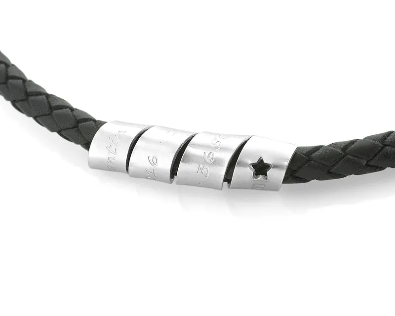 LEDERKETTE MÄNNER SCHWARZ, GESCHENK FÜR MANN, HERRENKETTE GRAVUR