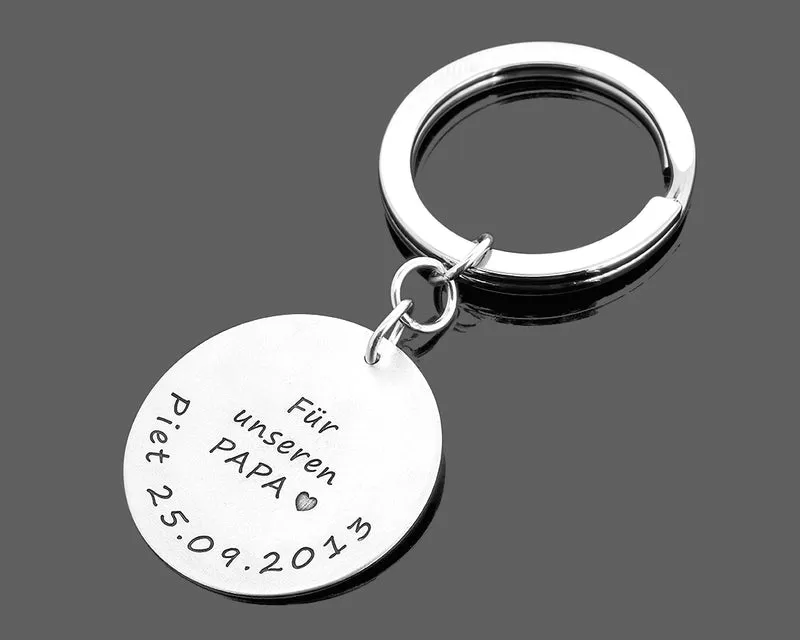 GESCHENK FÜR HERREN, ANHÄNGER GRAVUR, CHARM SCHLÜSSELBUND, MÄNNER SCHMUCK